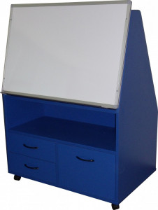 Mobile Teaching Station - Whiteboard/5 Tier Bookcase